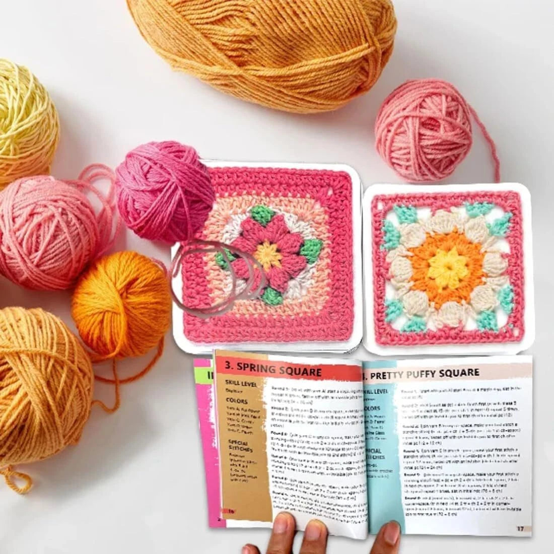 Granny Square Crochet Card Set – 50 Mixed Designs for DIY & Decoration