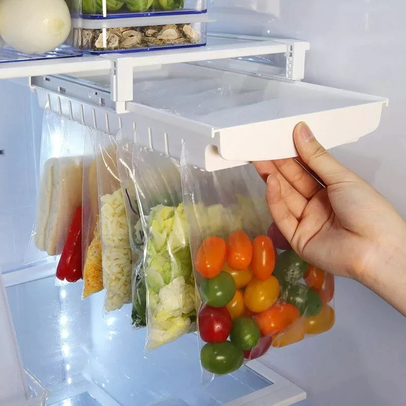 Refrigerator Hanging Storage Drawer – Sliding Track Tray for Food Organization & Fresh-Keeping