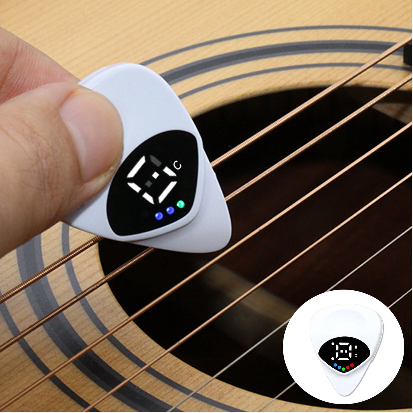 2-in-1 Guitar Tuner & Pick – Multifunctional Guitar Accessory