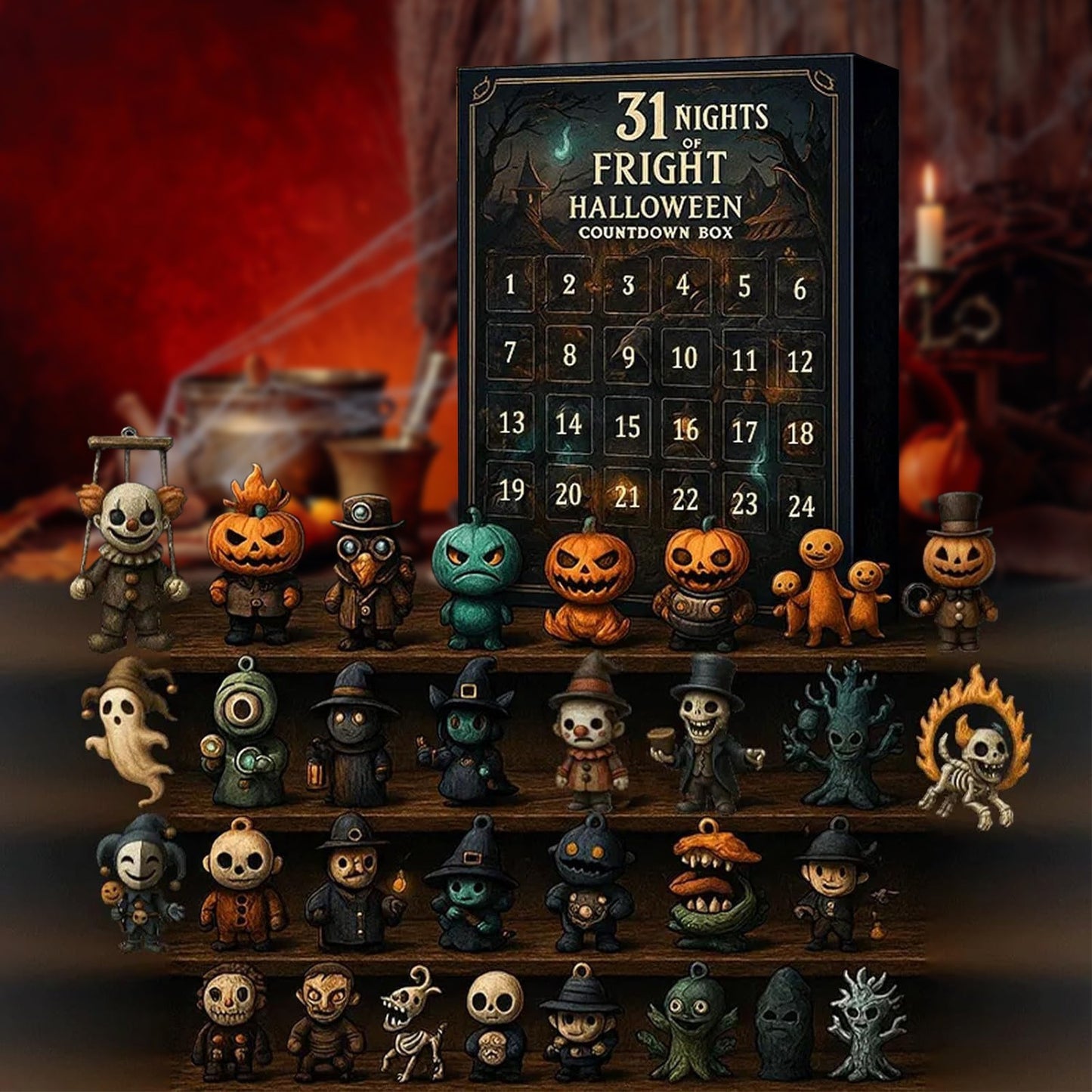 31 Nights of Fright – Halloween Countdown Box with Mini Figures
