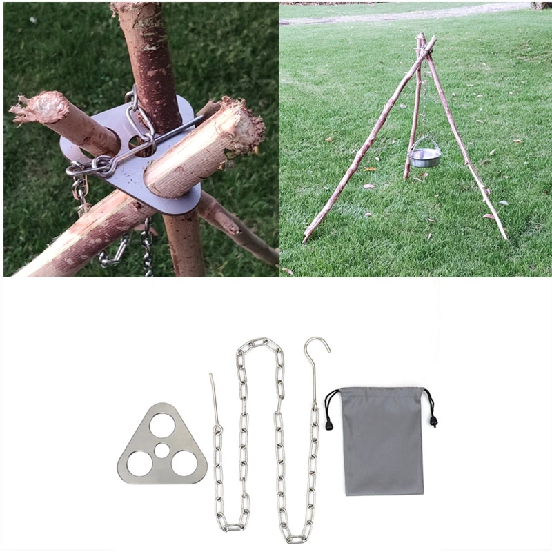 Stainless Steel Tripod Plate | Heavy Duty Fire Pit Cooking and Shelter Support Tool