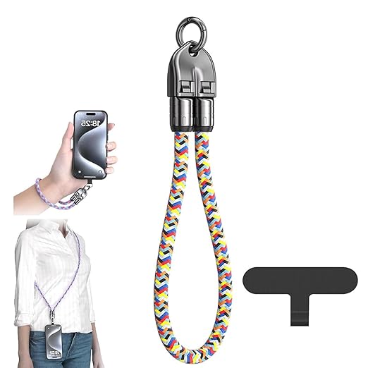 240W Bracelet Charging Cable – 2-in-1 Fast Charger & Type-C Lanyard Strap