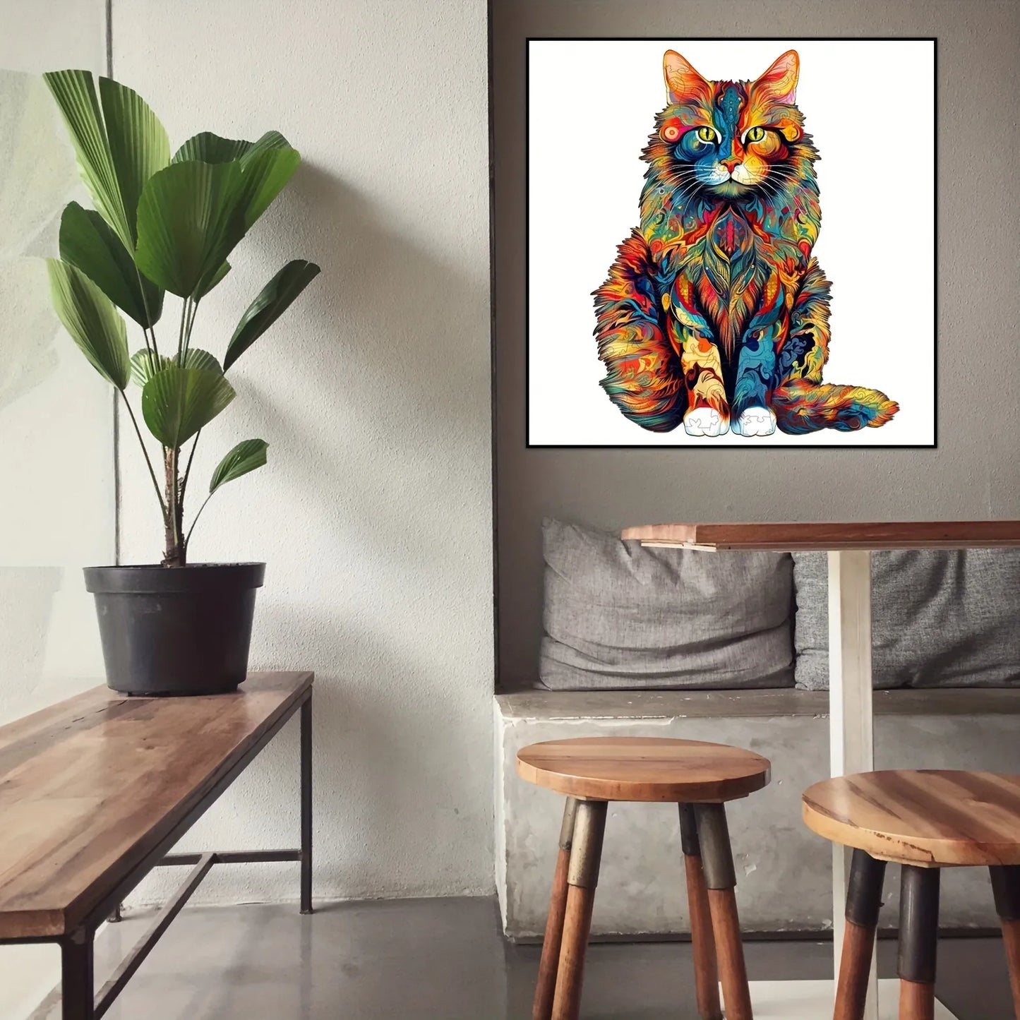 Color-Changing Cat Wooden Puzzle – Premium Eco-Friendly Jigsaw for Relaxation