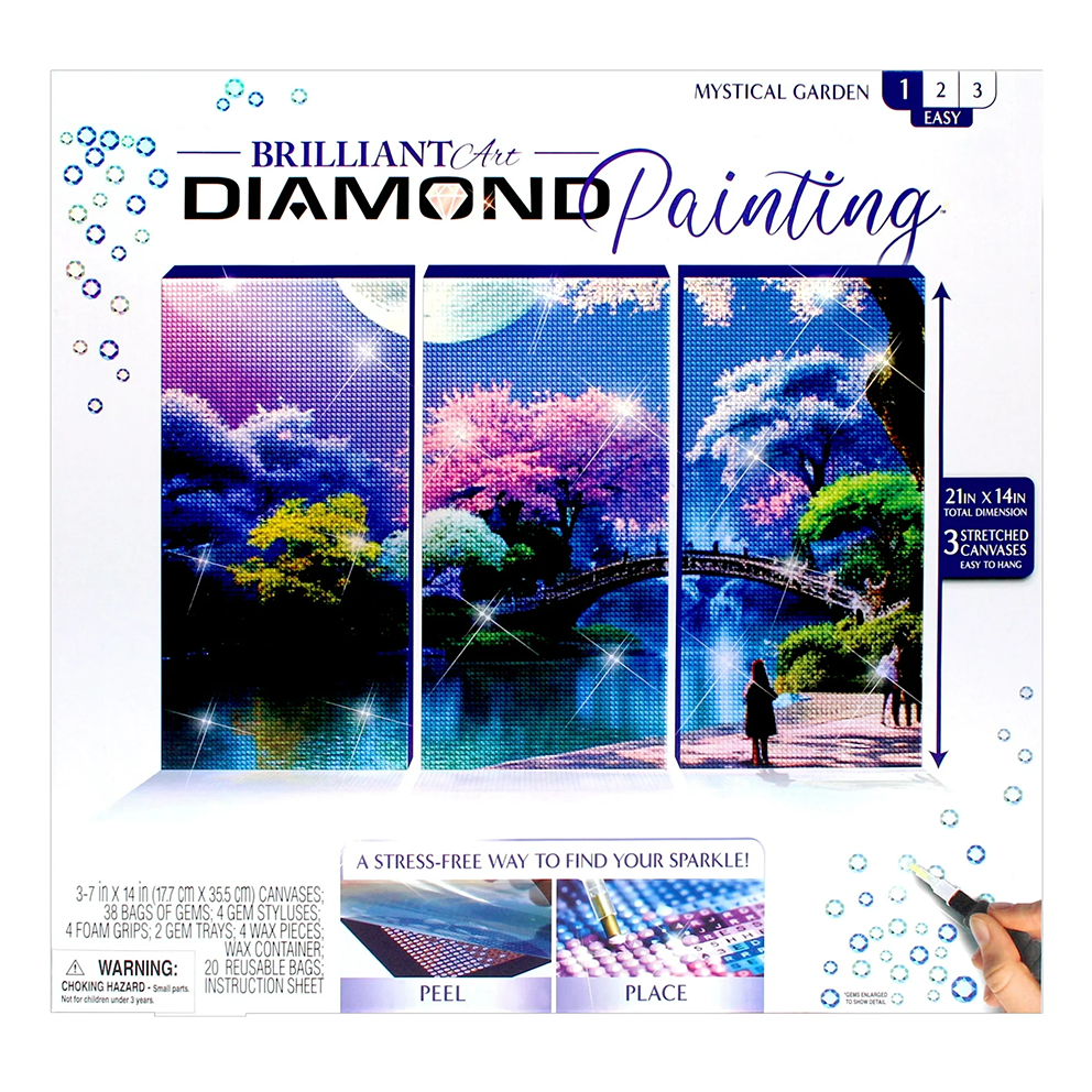 Mystic Wolf Diamond Painting Kit for Adults – Relaxing 3-Panel DIY Art Canvas Set