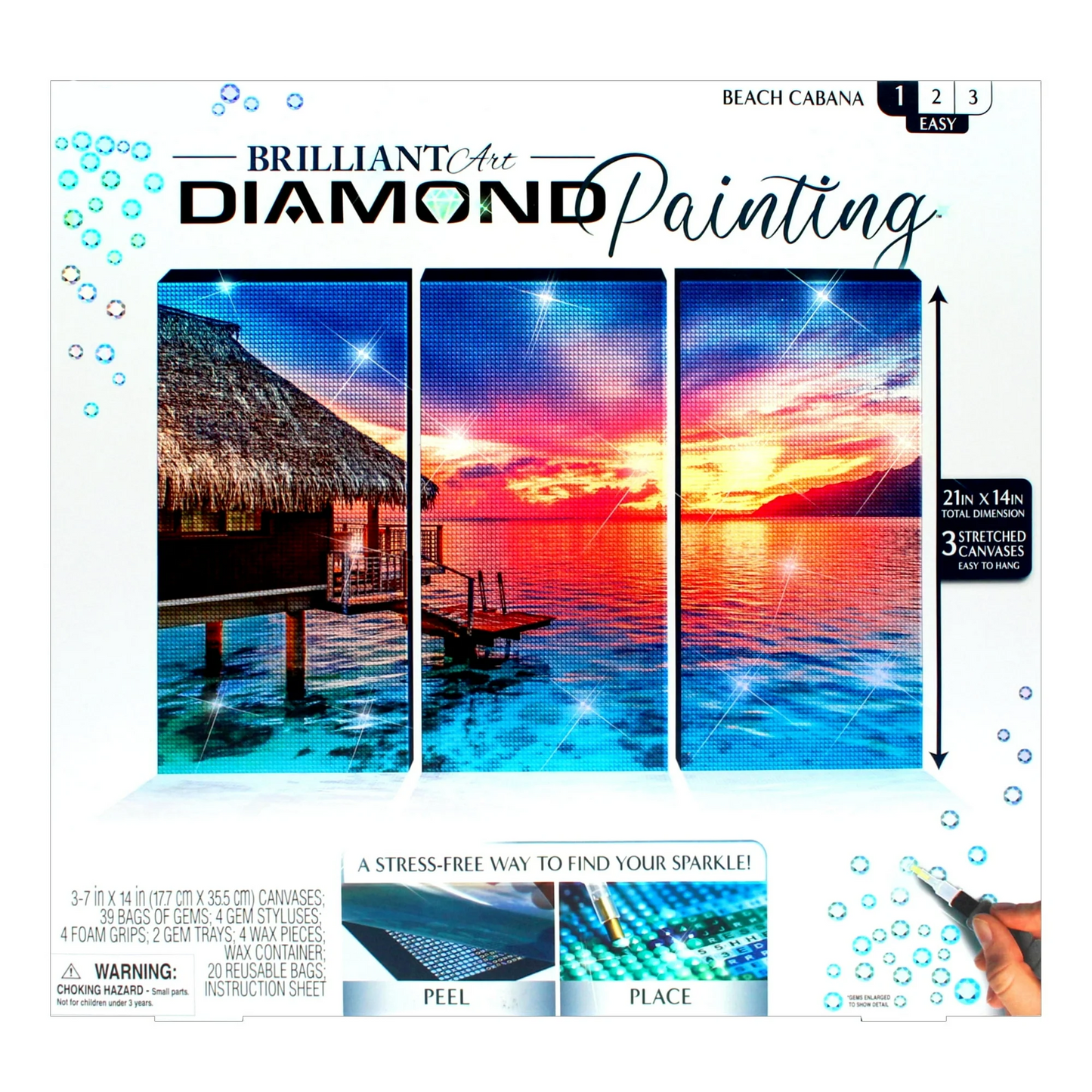 Mystic Wolf Diamond Painting Kit for Adults – Relaxing 3-Panel DIY Art Canvas Set
