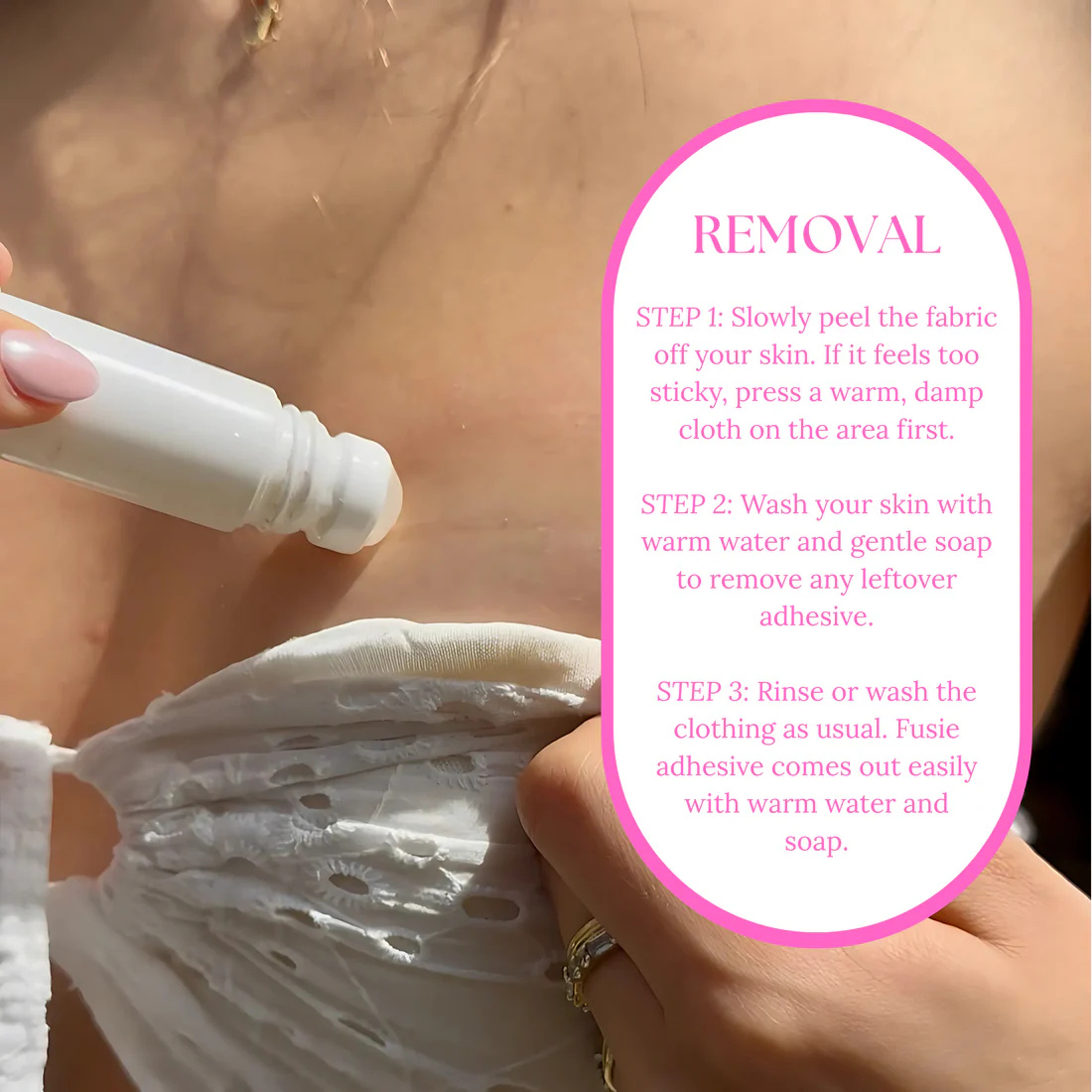 Skin-Safe Body Adhesive – Hypoallergenic, Sweat-Proof, Washable, Peach Scented