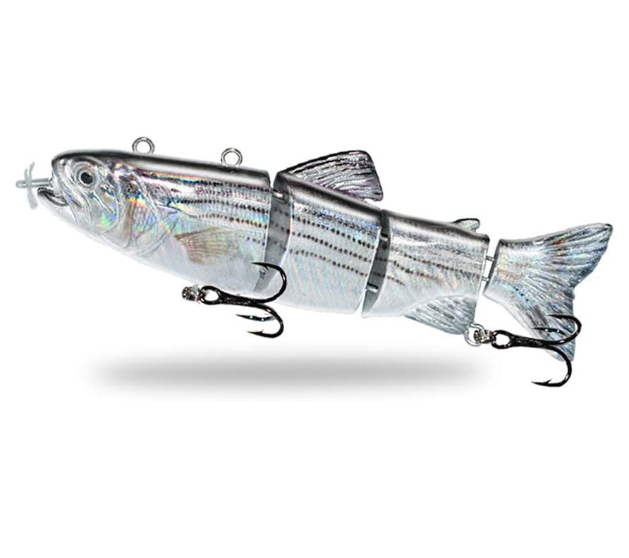 USB Rechargeable Robotic Fishing Lure – 4-Segment Self-Swimming Bait with LED Lights & Anti-Corrosion