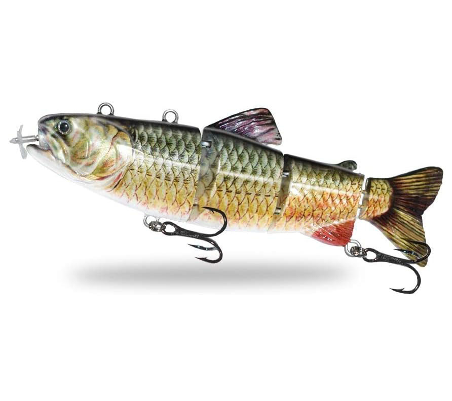 USB Rechargeable Robotic Fishing Lure – 4-Segment Self-Swimming Bait with LED Lights & Anti-Corrosion