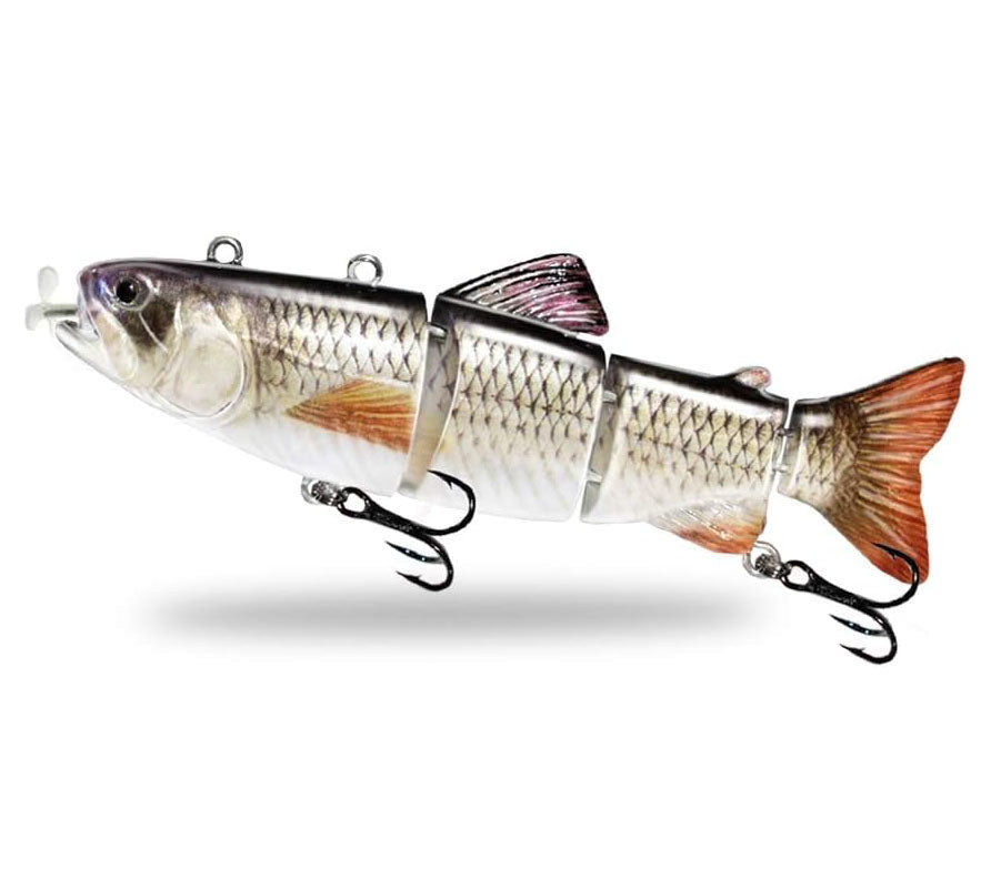 USB Rechargeable Robotic Fishing Lure – 4-Segment Self-Swimming Bait with LED Lights & Anti-Corrosion
