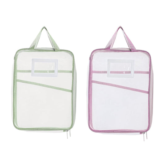 Zippered Mesh File Bag – Triple Layer L-Shaped Opening, A4 Size, with Label Area