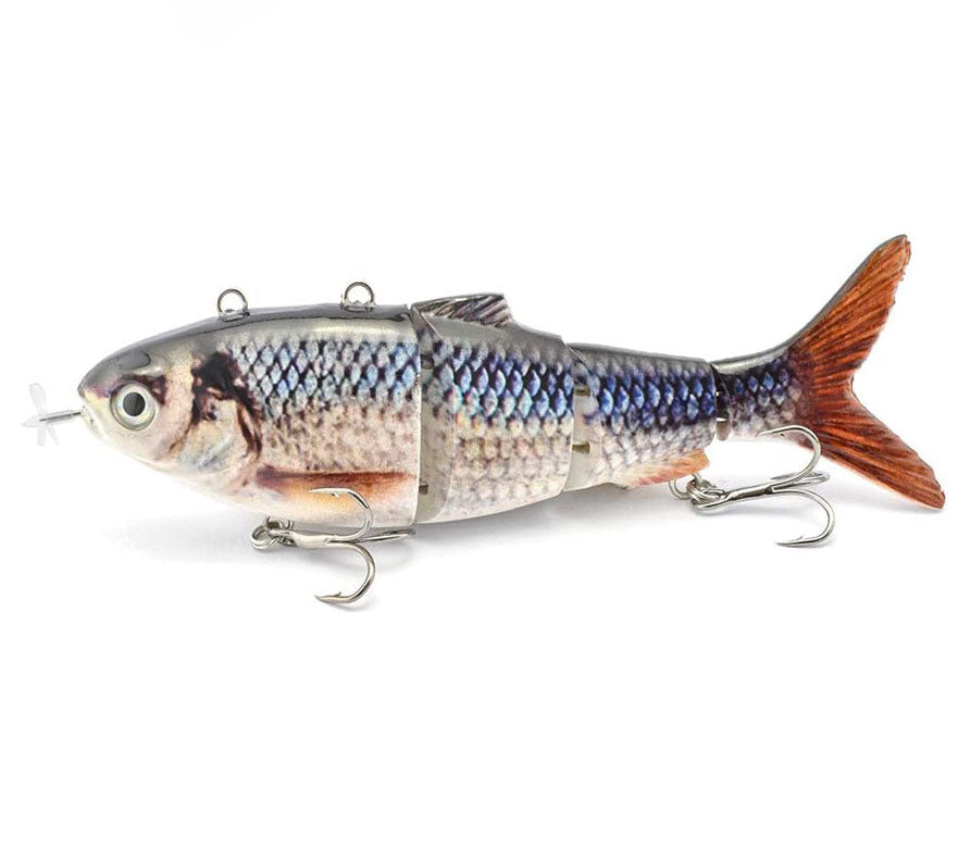 USB Rechargeable Robotic Fishing Lure – 4-Segment Self-Swimming Bait with LED Lights & Anti-Corrosion