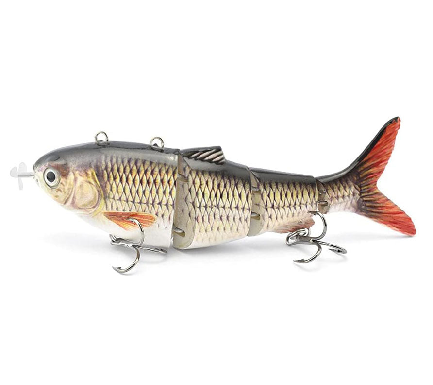 USB Rechargeable Robotic Fishing Lure – 4-Segment Self-Swimming Bait with LED Lights & Anti-Corrosion