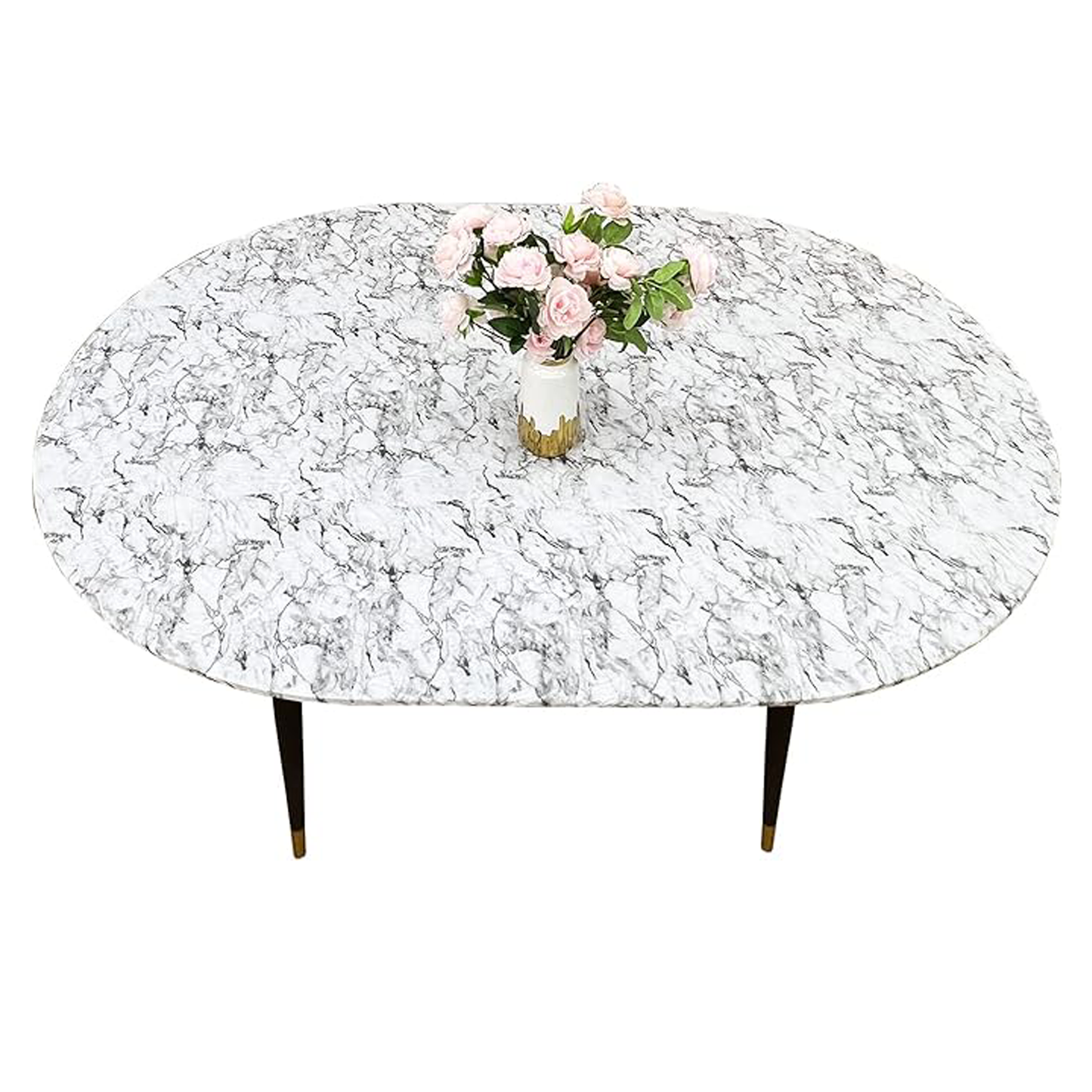 Round Vinyl Tablecloth with Flannel Backing – Elastic Edge | Waterproof & Stain Resistant