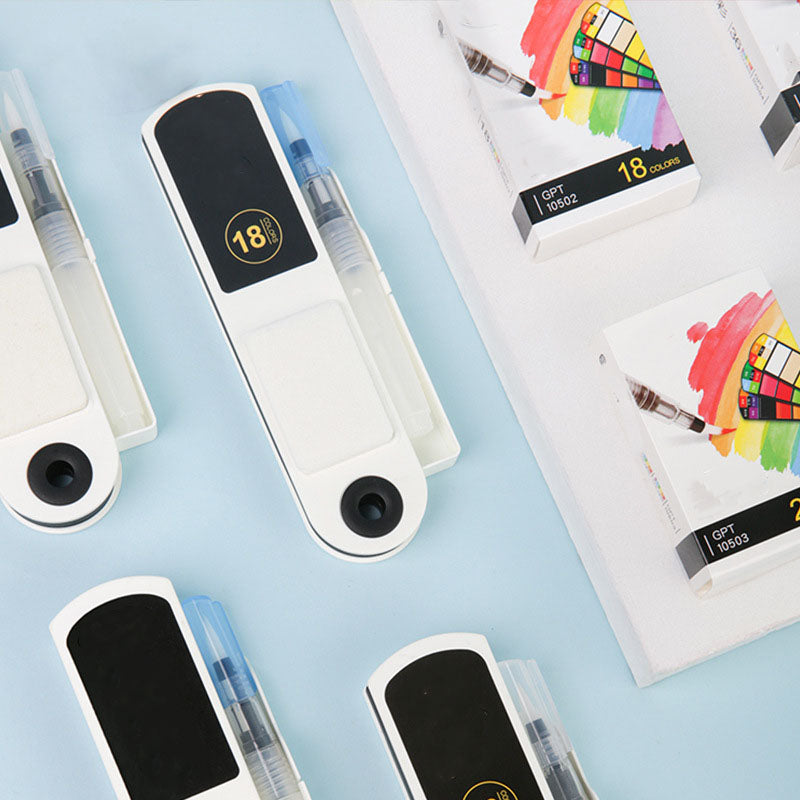 Foldable Fan-Shaped Watercolor Paint Set – Includes Water Brush, Sponge, and Removable Palette | Professional High-Pigment Colors, Portable and Multifunctional Painting Tools