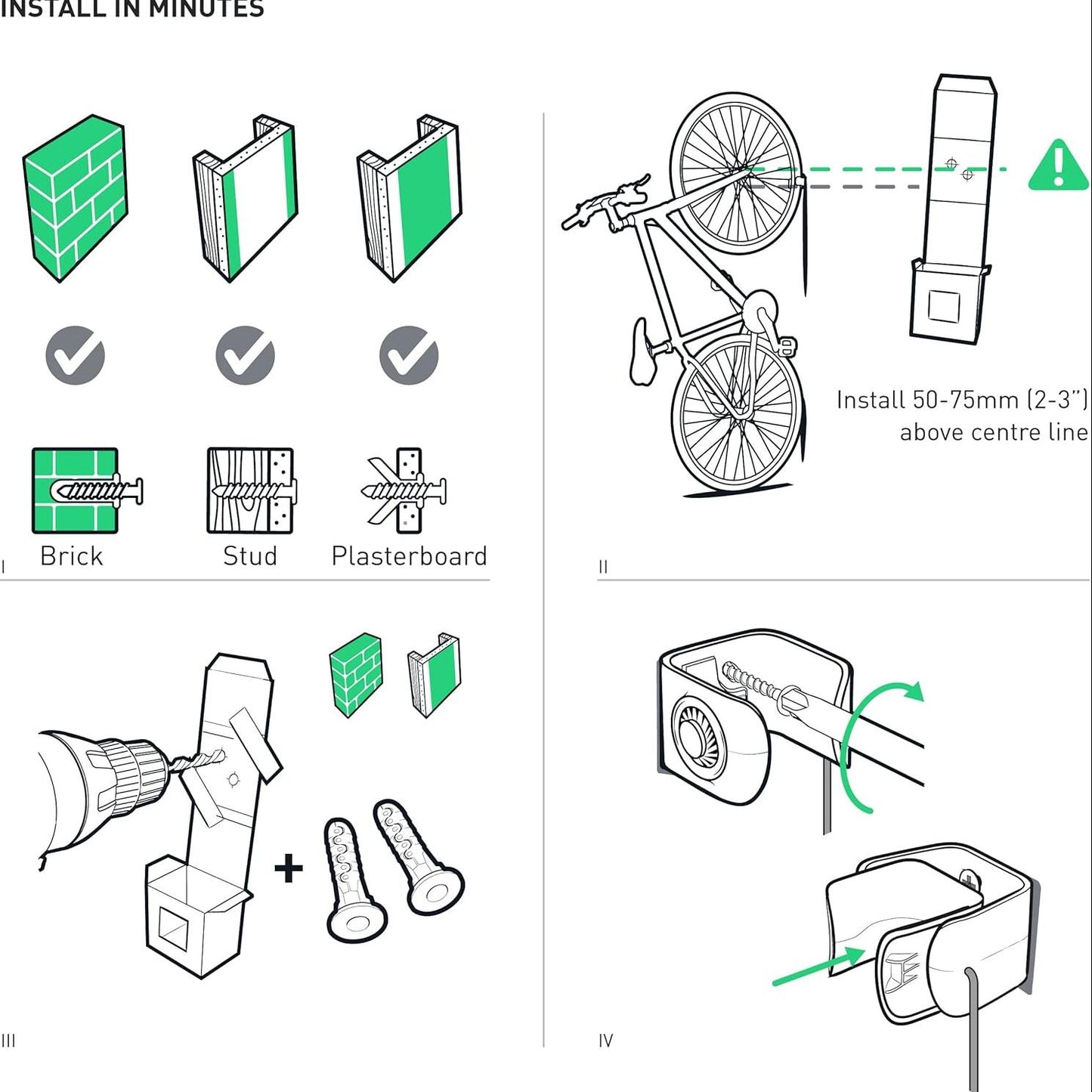 Wall Mount Bike Rack | 5 Sizes | FIDLOCK Secured
