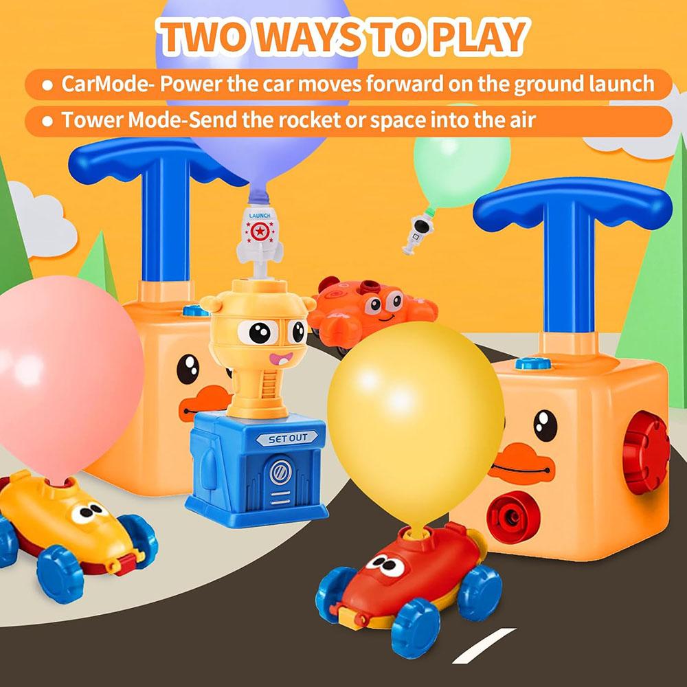 Balloon Powered Car Toy Set – Dual Mode Balloon Launcher with Cars, Rocket & Astronaut