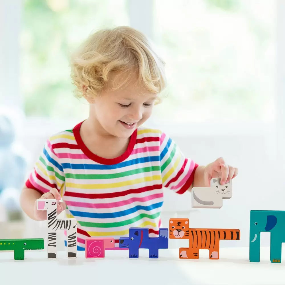 Animal Wooden Blocks and Puzzle Educational Toy – Ideal Birthday Gift for Kids