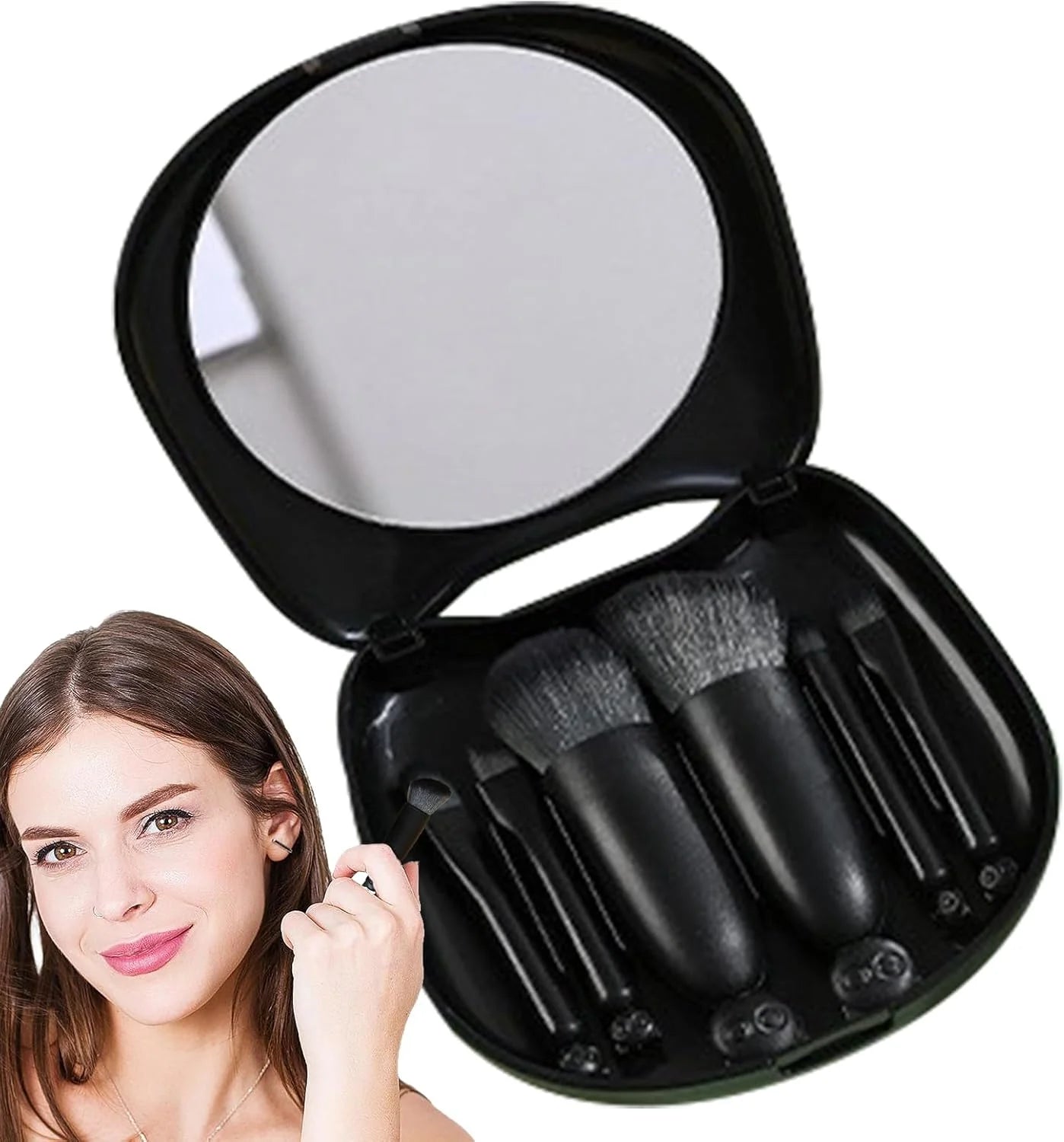 Complete makeup brush set - cat design storage box with mirror