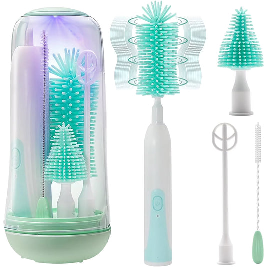 Electric Baby Bottle Brush Cleaner Set | Portable Travel Bottle Washer · Waterproof