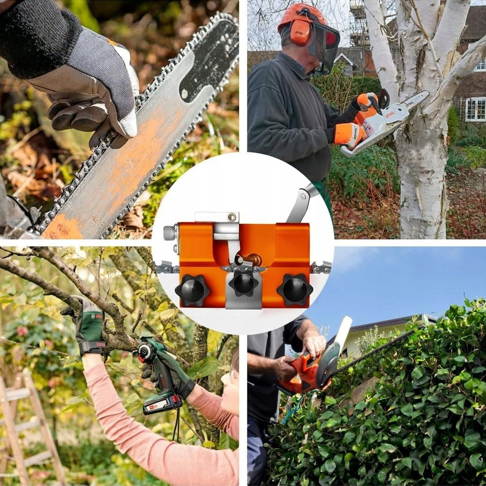 Chainsaw Sharpener – 5 Grinding Heads, Portable Manual Crank Chainsaw Sharpener