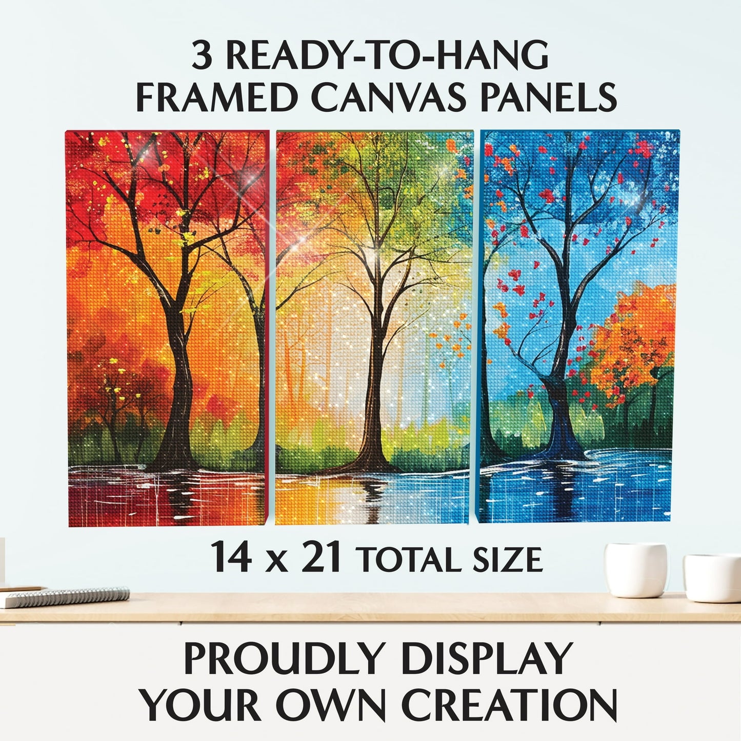 Mystic Wolf Diamond Painting Kit for Adults – Relaxing 3-Panel DIY Art Canvas Set