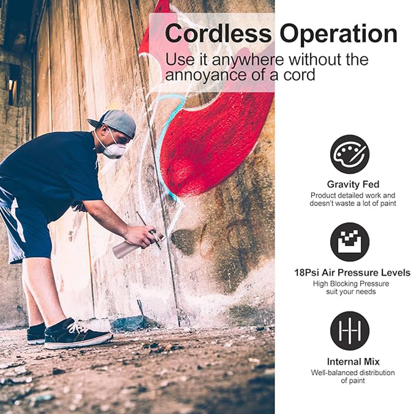 Rechargeable Cordless Dual-Action Airbrush Kit – Portable Handheld Airbrush for Beauty & Art | Pink