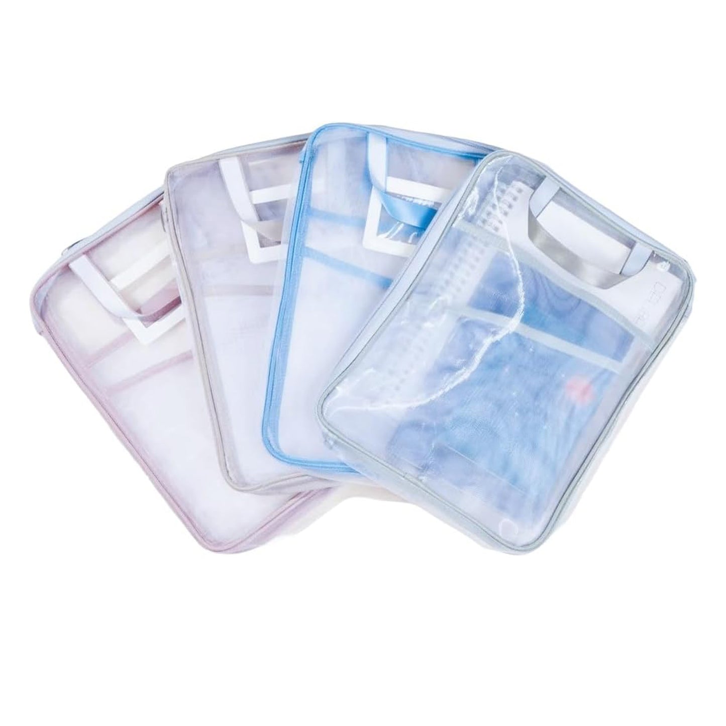 Zippered Mesh File Bag – Triple Layer L-Shaped Opening, A4 Size, with Label Area