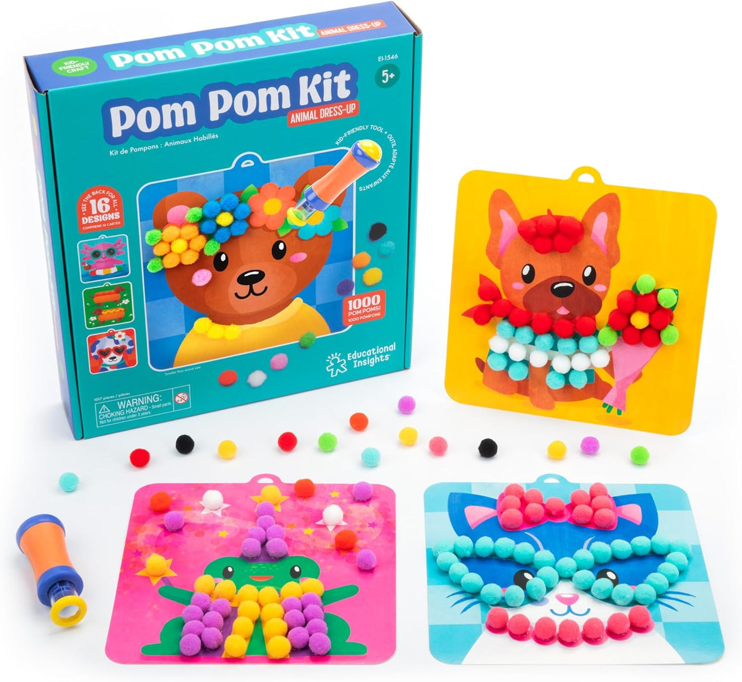 Pom Pom Animal Craft Kit – Creative Dress-Up Activity Set for Kids