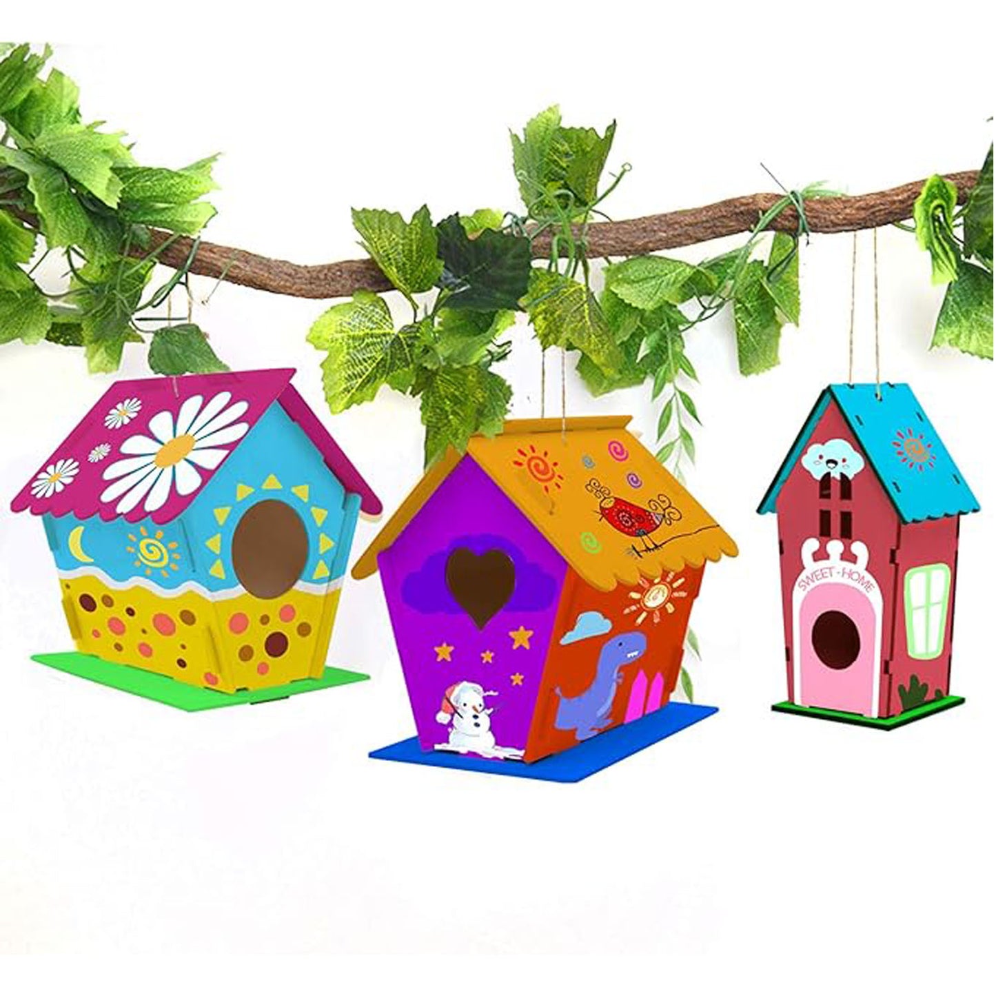 4-Pack DIY Birdhouse Craft Kit – Build & Paint Birdhouses for Kids | Ages 3+ | Summer Arts & Crafts Project & Christmas Gift