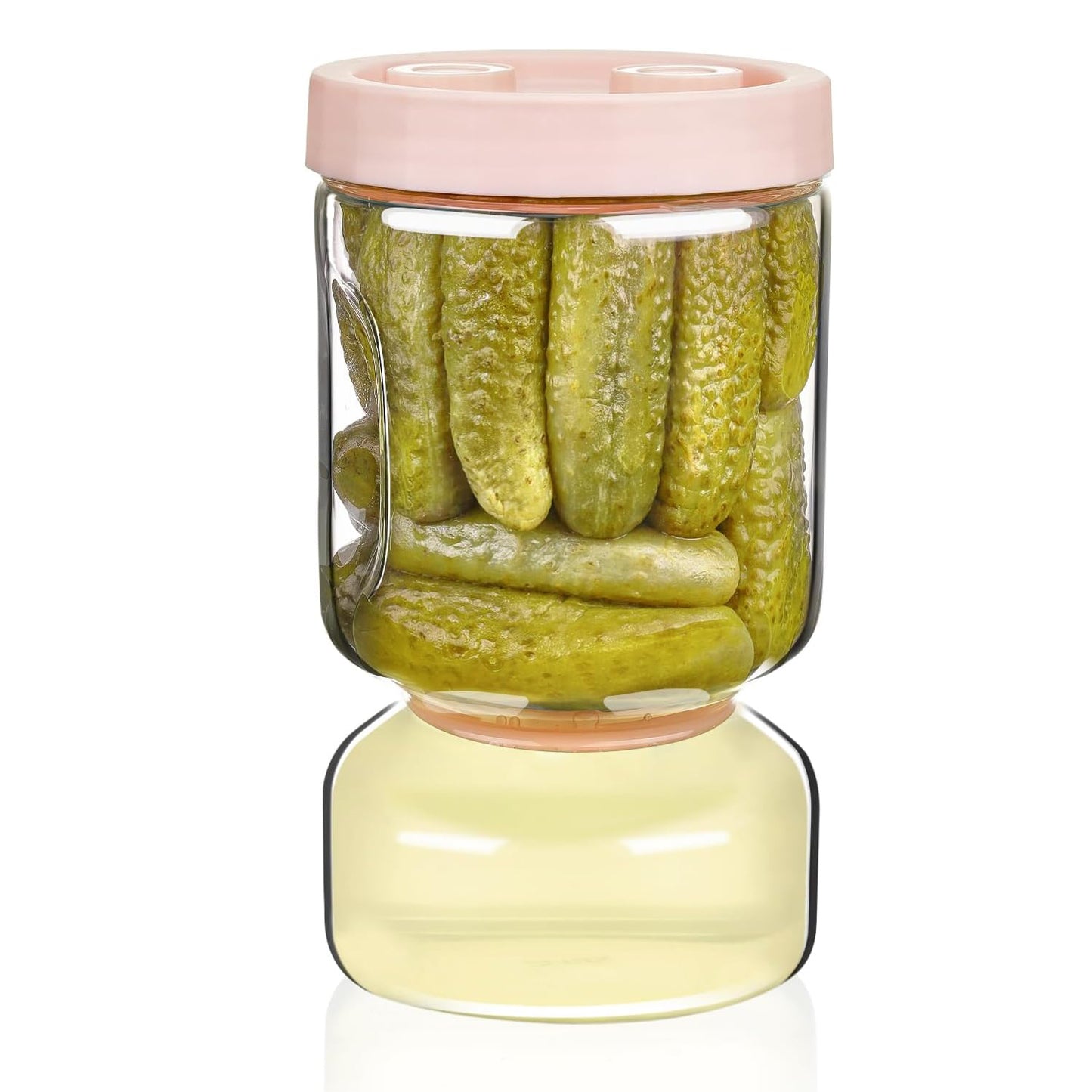 Glass Pickle Jar with Flip Filter Lid Storage with Brine Separator & Timer