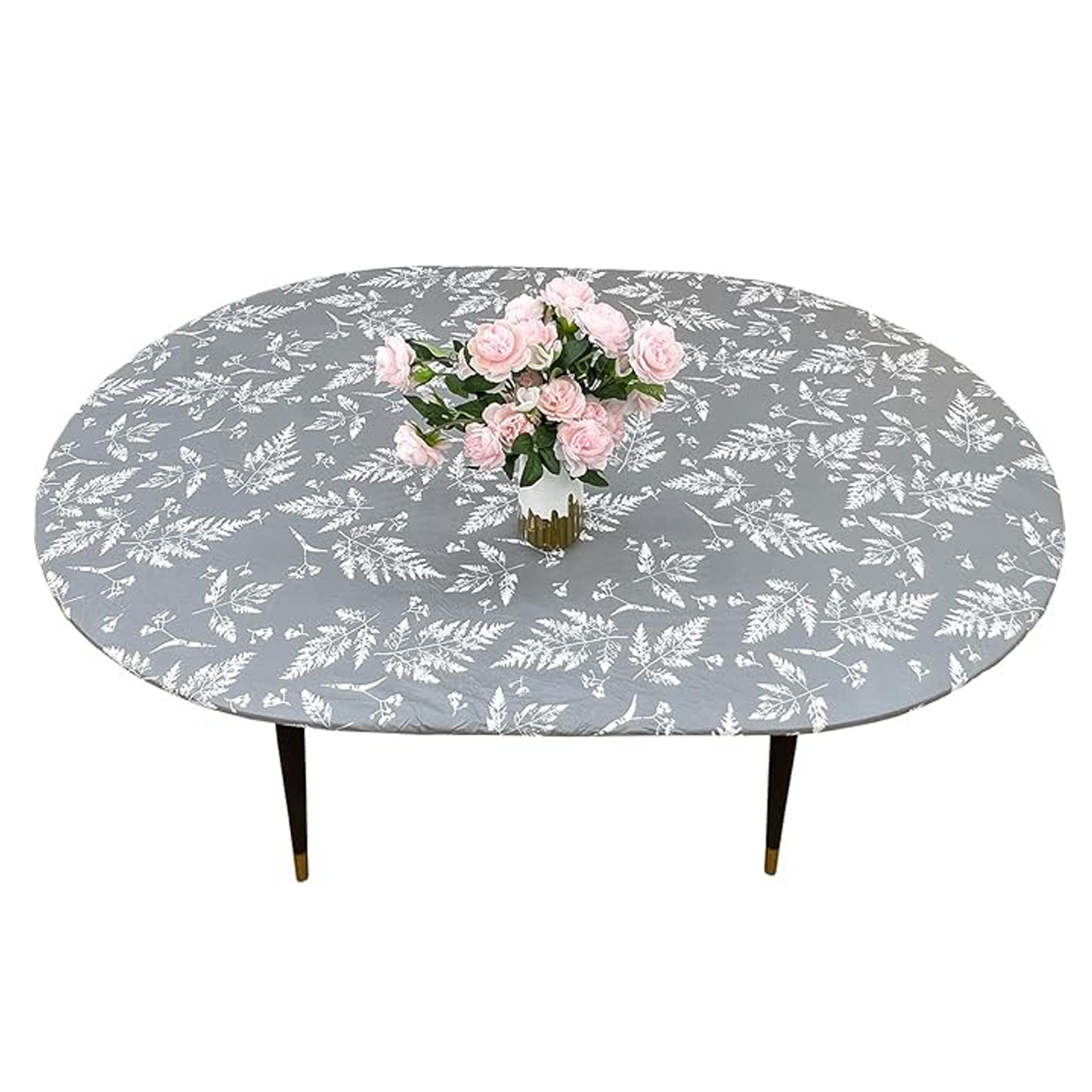 Round Vinyl Tablecloth with Flannel Backing – Elastic Edge | Waterproof & Stain Resistant
