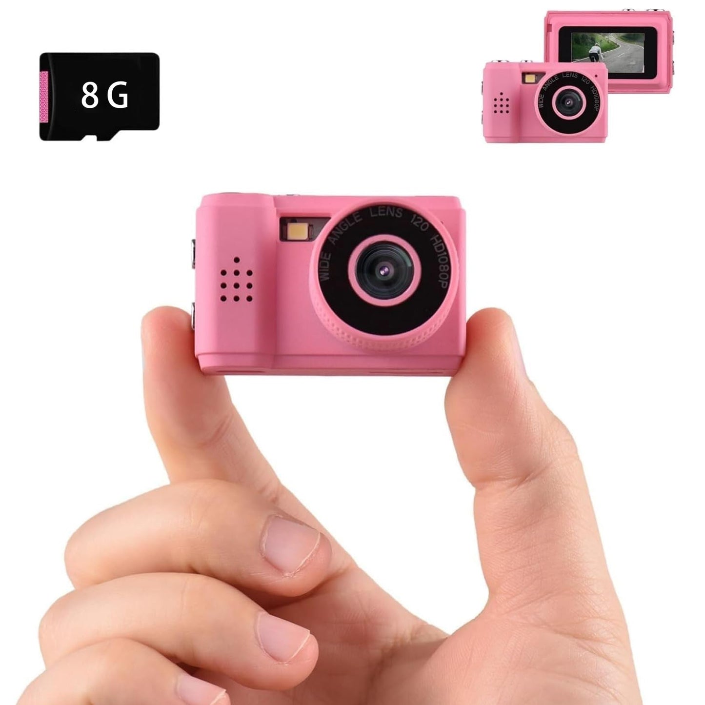 Mini Digital Camera 1080P | Built-in Battery, LCD Screen & Flashlight | Portable Keychain Camera