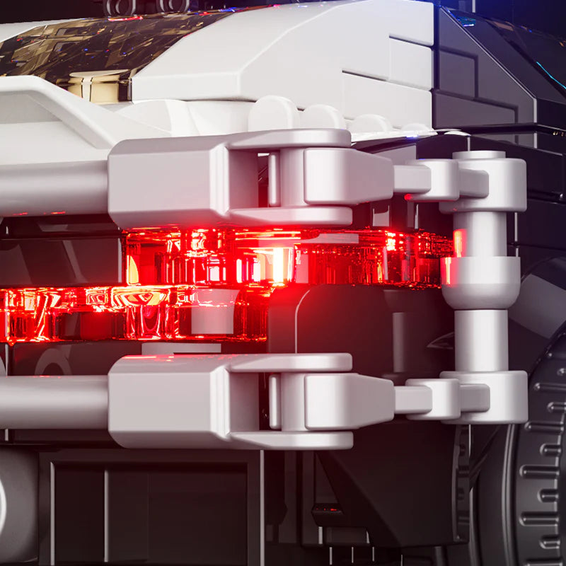 Police Patrol Car Light-Up Building Set – Cyberpunk City Chase Toy (372 Pieces, with Police Figure)