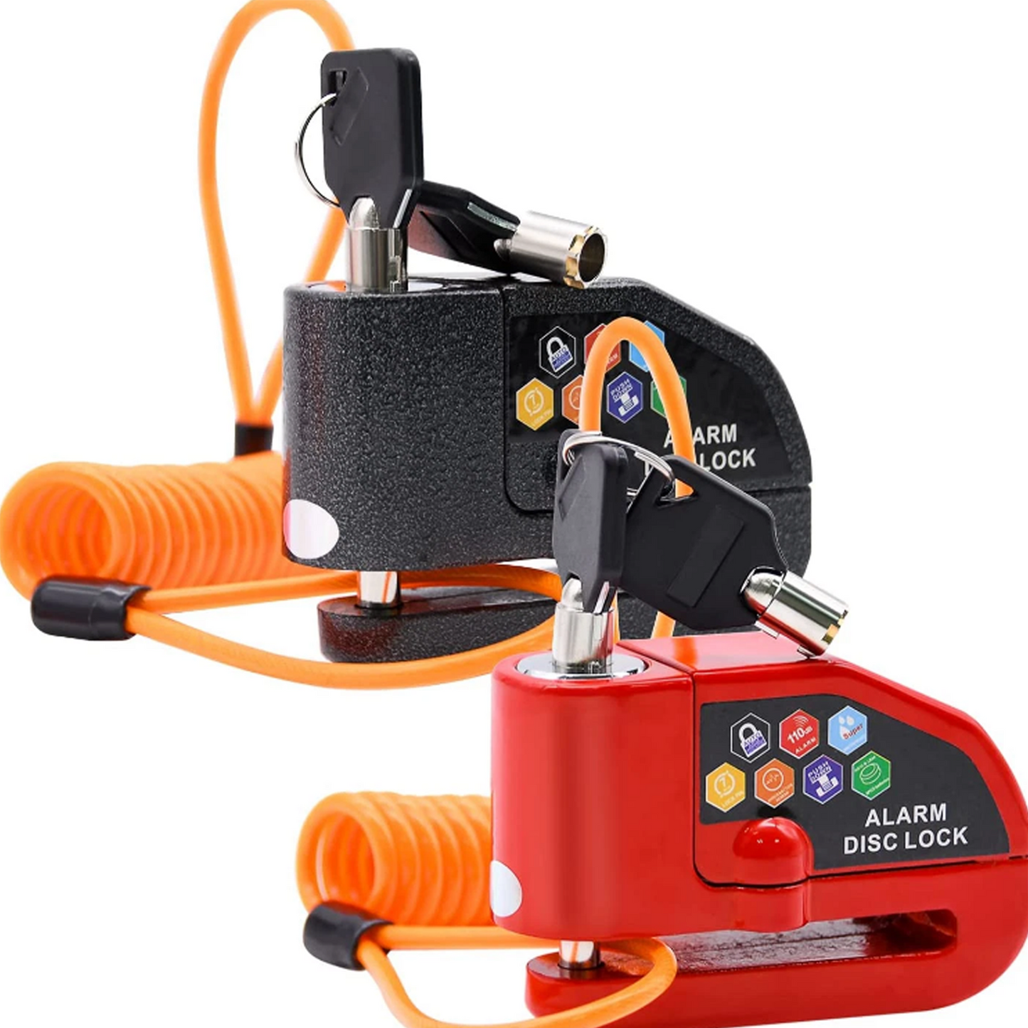 Alarm Disc Lock Set, 2 Pack Brake Lock, Anti-Theft Waterproof 110 Db 7Mm Pin 5Ft