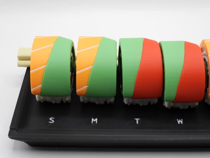 Sushi Smart Organizer  – 7-Piece Weekly Pill Holder with Chopstick Pens & Sticky Notes