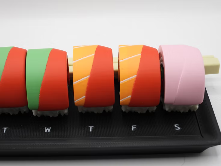 Sushi Smart Organizer  – 7-Piece Weekly Pill Holder with Chopstick Pens & Sticky Notes