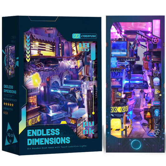 Cyberpunk DIY Book Nook Kit – Futuristic Miniature Shelf Decoration with LED Lights