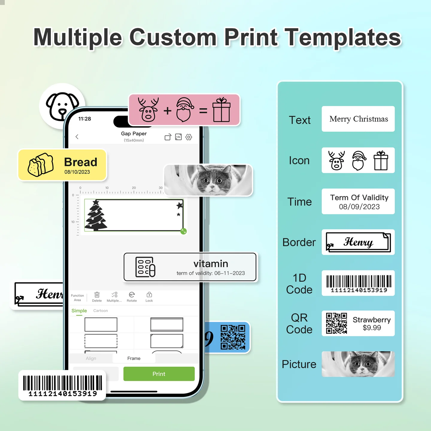 Portable Bluetooth Label Printer Compact, Smart, and Easy to Carry for On-the-Go Printing