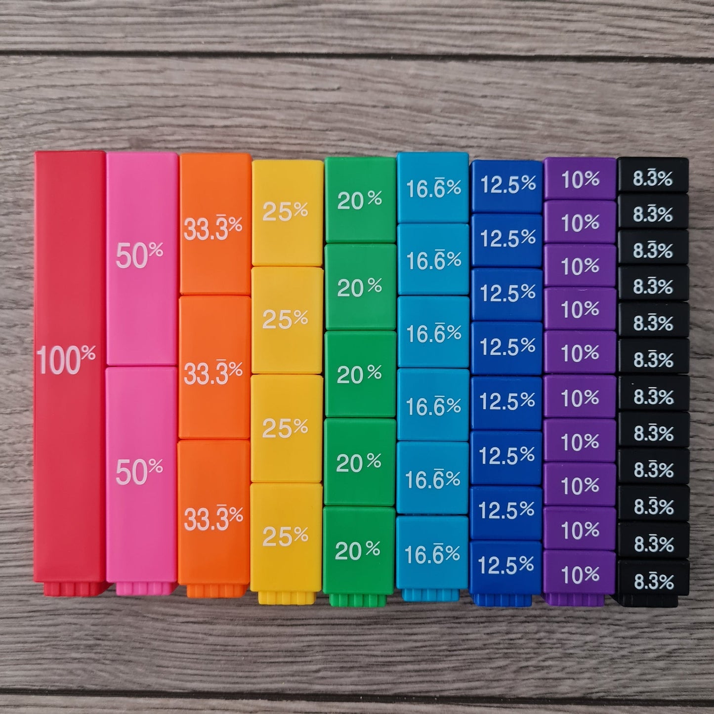 Fraction & Decimal Interlocking Cubes – 51-Piece Math Learning Set