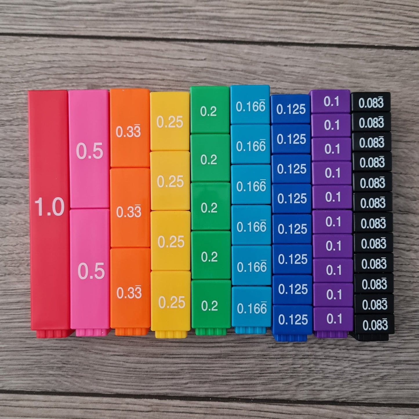 Fraction & Decimal Interlocking Cubes – 51-Piece Math Learning Set