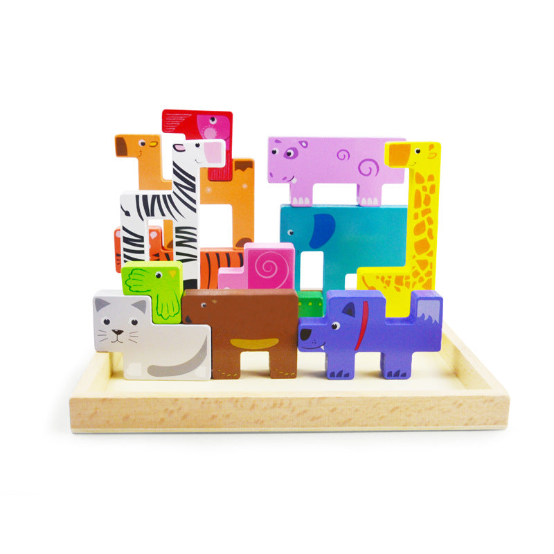 Animal Wooden Blocks and Puzzle Educational Toy – Ideal Birthday Gift for Kids