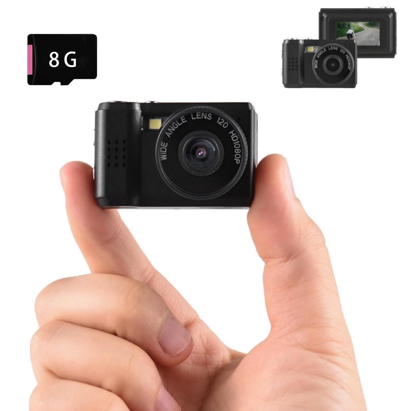 Mini Digital Camera 1080P | Built-in Battery, LCD Screen & Flashlight | Portable Keychain Camera