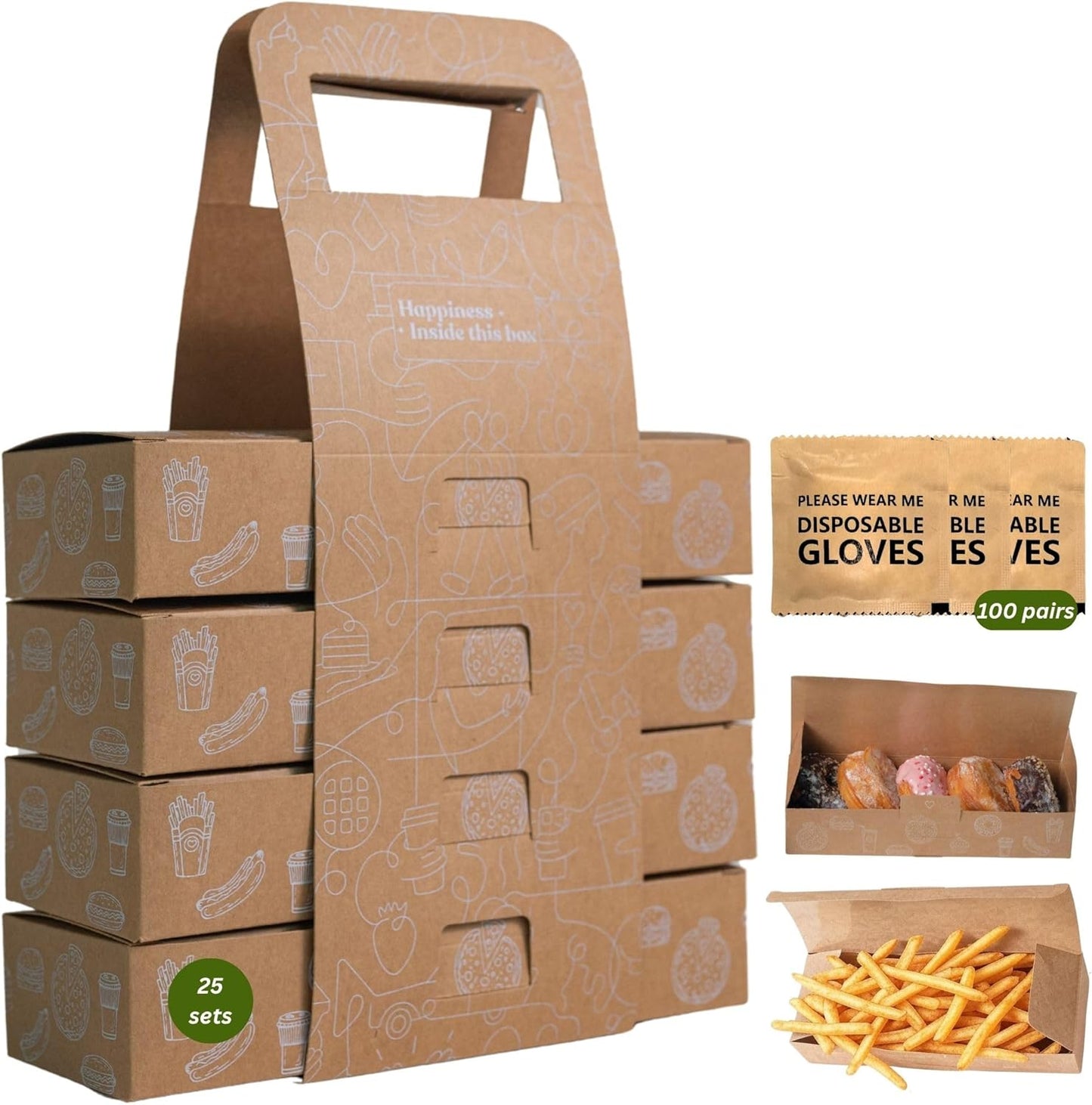 10-Pack Kraft Paper Pastry Boxes with Lids Leak-Proof, Microwave Safe, Stackable