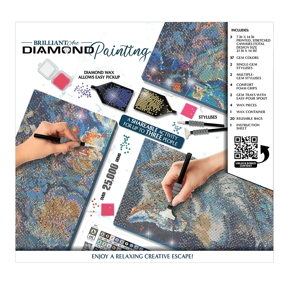 Mystic Wolf Diamond Painting Kit for Adults – Relaxing 3-Panel DIY Art Canvas Set