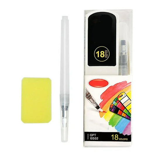 Foldable Fan-Shaped Watercolor Paint Set – Includes Water Brush, Sponge, and Removable Palette | Professional High-Pigment Colors, Portable and Multifunctional Painting Tools