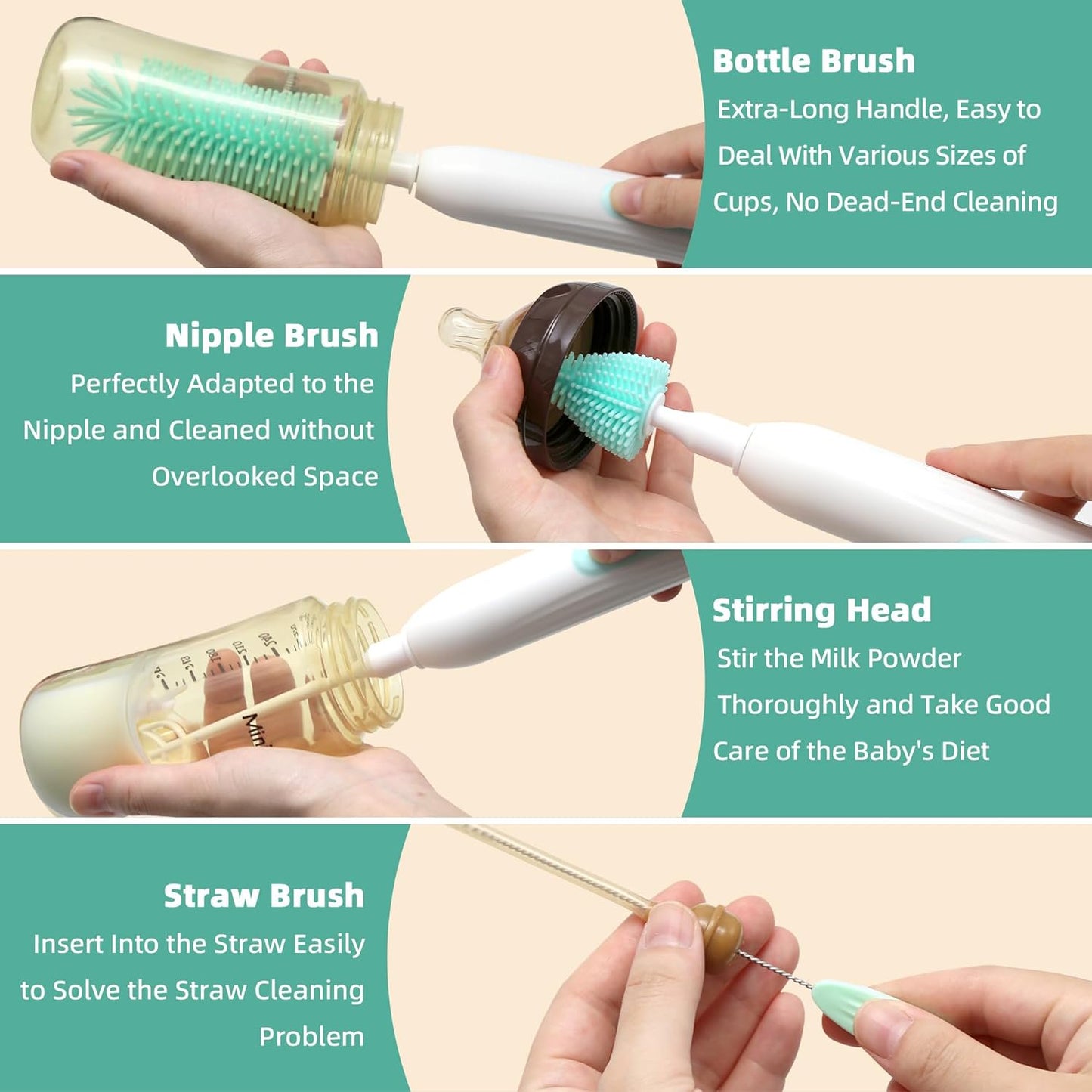 Electric Baby Bottle Brush Cleaner Set | Portable Travel Bottle Washer · Waterproof