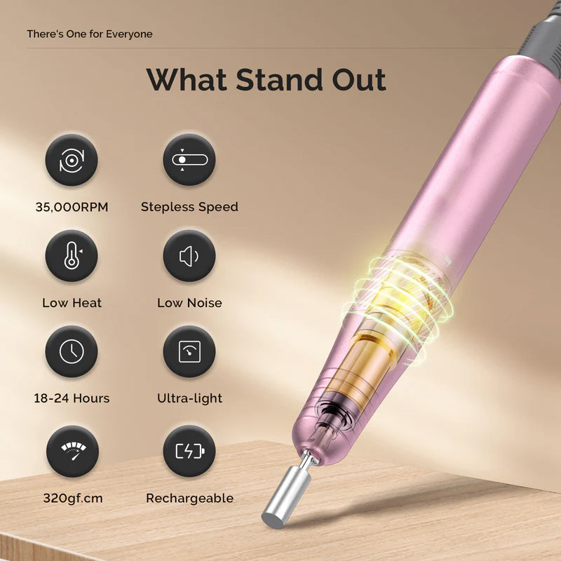 Rechargeable Nail Drill – Portable & Desktop 2-in-1 Design