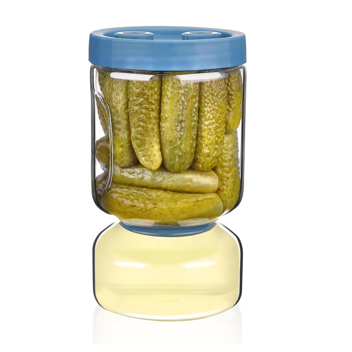 Glass Pickle Jar with Flip Filter Lid Storage with Brine Separator & Timer