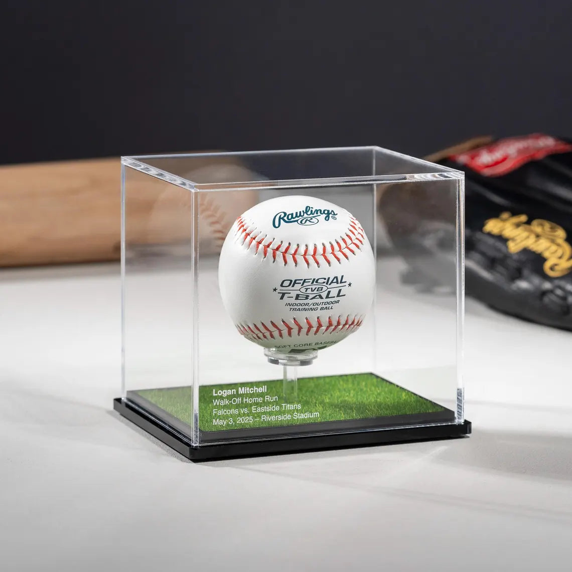 Baseball Display Case – Personalized Engraved Memorabilia Showcase