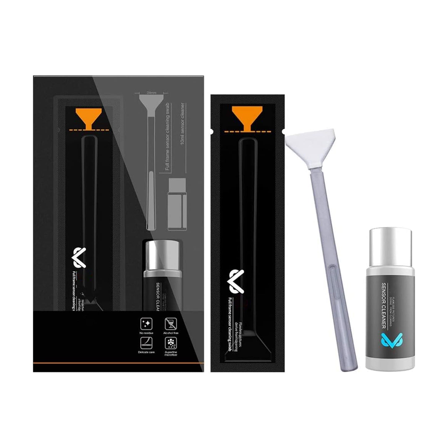 Full-Frame Camera Cleaning Kit – 12 Sensor Cleaning Swabs + 10ml Cleaning Solution